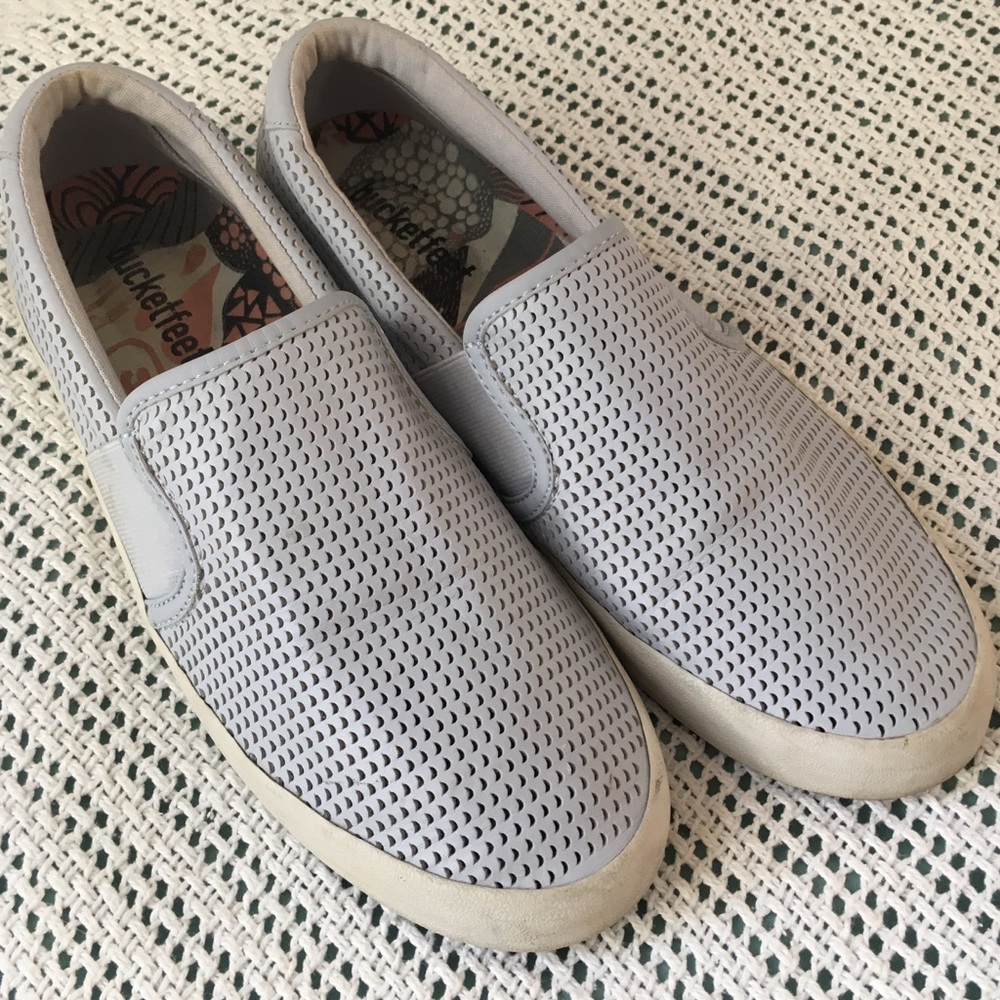 Bucket Feet Decoupage Abstract Slip Ons